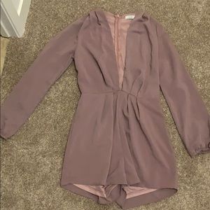 Long sleeve plunge neck romper